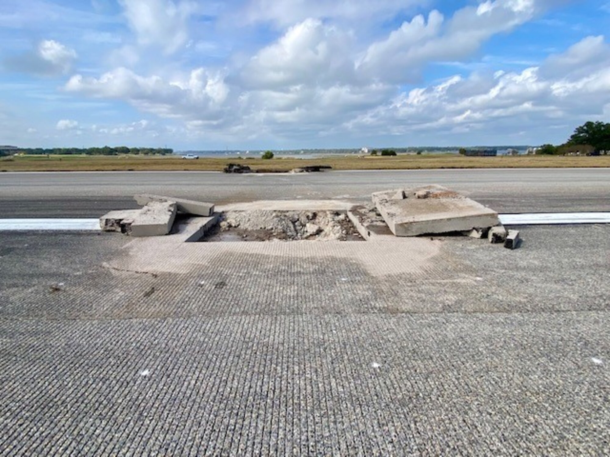 Repairs to a depression and drains under the flightline were completed in March, opening the flightline back for normal operations.