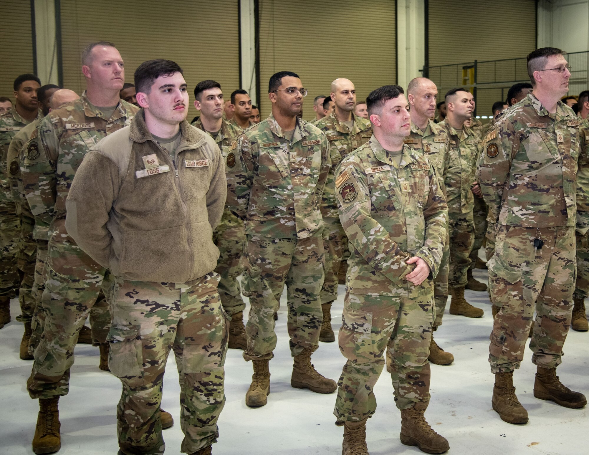 People stand in formation