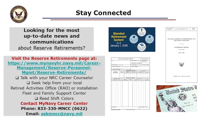 Laws, directives, processes, and guidance, and even systems and forms CAN and DO change over time!
Read the fine print and do your own due diligence on the laws and instructions, especially as you approach your own time milestones!  Remember, it’s YOUR retirement!

10 U.S.C. Chapter 1223 - RETIRED PAY FOR NON-REGULAR SERVICE
Cornell Law School – https://www.law.cornell.edu/ -Legal Information Institute (LII):   
SECNAVINST 5420
BUPERSINST 1001.39F
MILPERSMAN
RESPERSMAN

https://www.mynavyhr.navy.mil/Career-Management/Reserve-Personnel-Mgmt/Reserve-Retirements/

U.S. Navy Retired Activities Branch (under OPNAV 170C) 
The mission of Retired Activities Branch under OPNAV N170C is to ensure the retired community is kept apprised of their benefits, entitlements, rights, privileges, changes in retirement law, and provide customer services to our retirees, families, annuitants and survivors. 
https://www.mynavyhr.navy.mil/Support-Services/21st-Century-Sailor/Retired-Activities/ 

NP2 (navy.mil)

https://nsipsprod-sdni.nmci.navy.mil/nsipsclo/jsp/index.jsp 
https://www.esd.whs.mil/ 
DD Form 2656 (Family of Forms)
DD Form 108
DD Form 2 – Retired ID Card
DD Form 363N – CERTIFICATE OF RETIREMENT