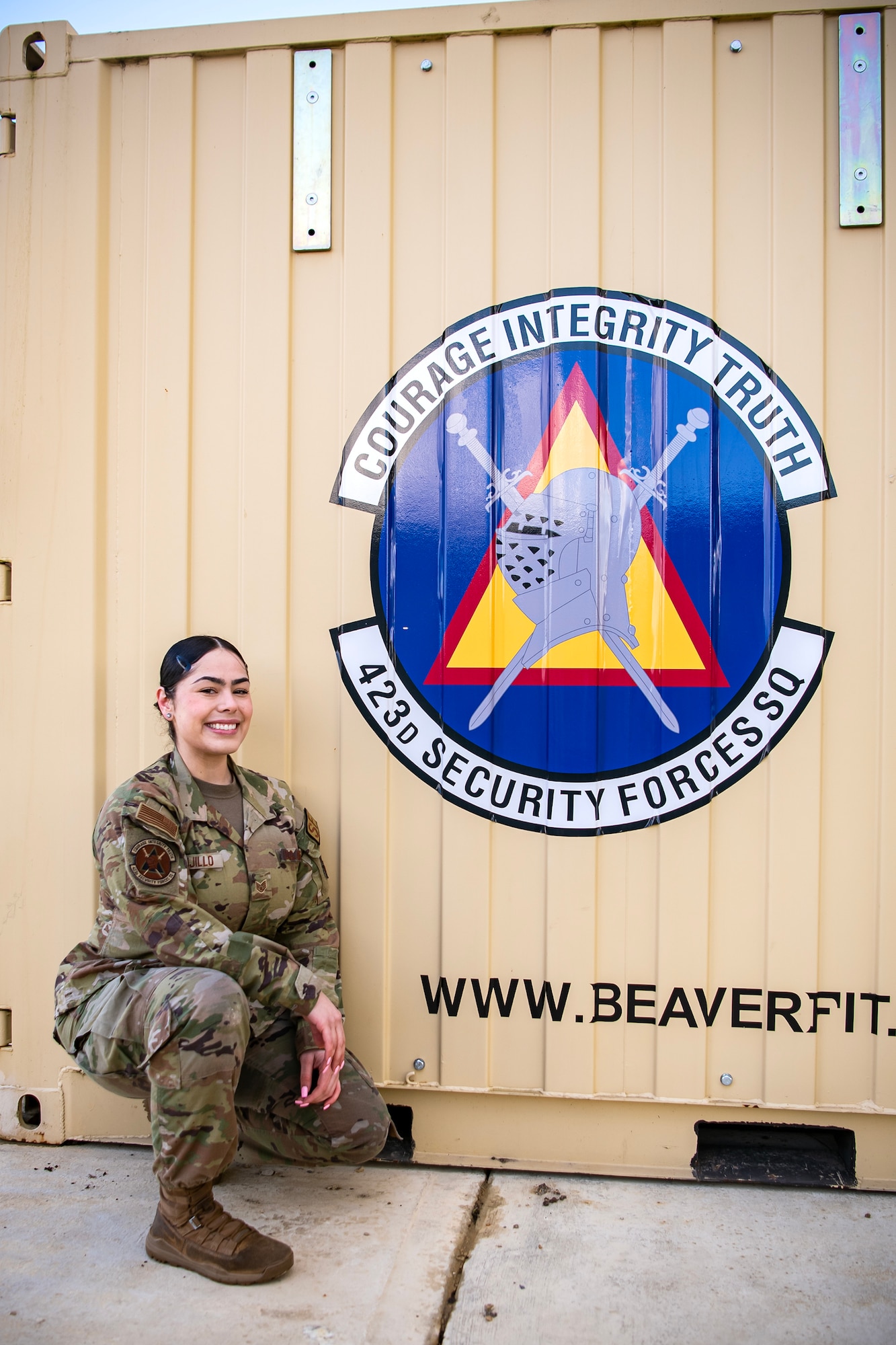 Staff Sgt. Arianna Ysabel Trujillo, 423d Security Forces Squadron flight sergeant, poses for a photo at RAF Alconbury, England. This photo is part of a project to highlight female Airmen from across the wing in honor of Women's History Month. (U.S. Air Force photo by Staff Sgt. Eugene Oliver)