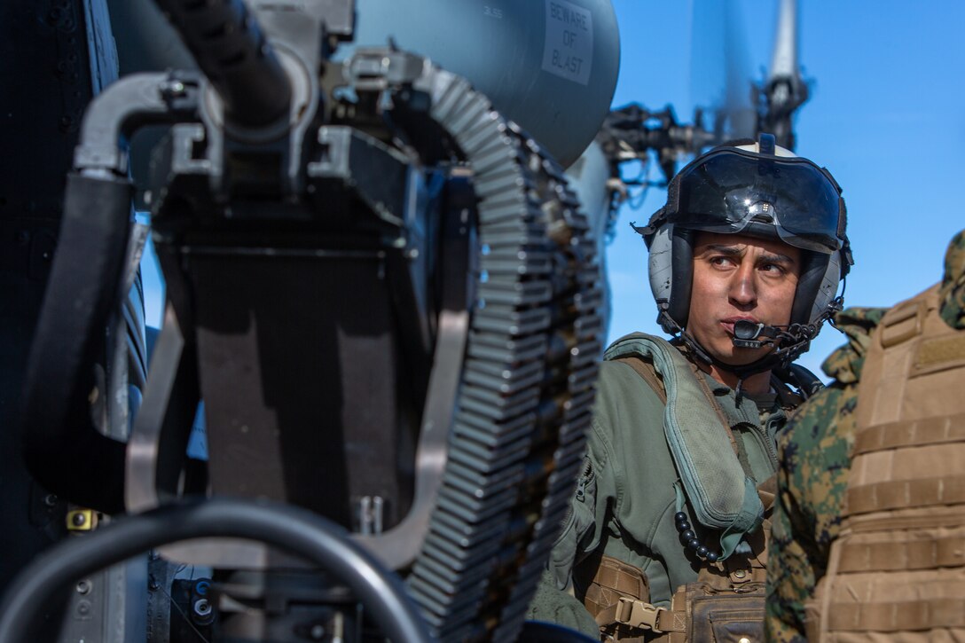 U.S. Marine Corps Cpl. Jonathan Colorado, a crew chief with Marine Light Attack Helicopter Squadron 775 (HMLA-775), assists in refueling a UH-1Y Venom aircraft at the San Clemente Island Naval Auxiliary Landing Field, March 8, 2023. HMLA-775 flew sorties from MCAS Camp Pendleton to the San Clemente Island Range Complex in support of the Marine Forces Reserve Tactical Air Control Party (TACP) exercise held from February 26 to March 11. The exercise implemented concepts of Force Design 2030, a call to modernize the Marine Corps’ warfighting doctrine, via expeditionary advanced based operations such as a limited-footprint forward arming and refueling point and hot ordnance loading evolutions to reduce downtime between sorties and build joint fires proficiency.