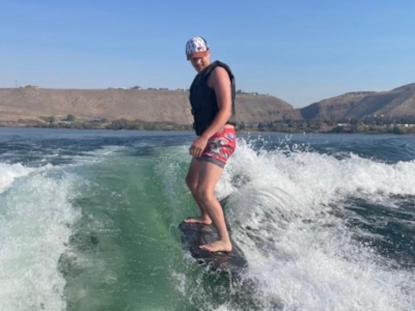 (Photo courtesy Spc. Matthew Peite) Spc. Peite learning how to wake surf!