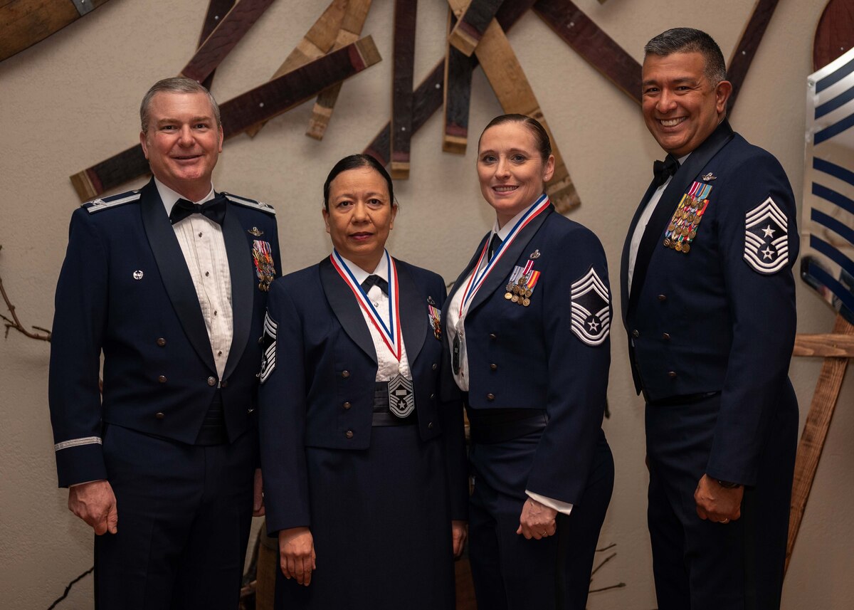 A pair of Chief Master Sgt.'s were amongst the recently welcomed chiefs during the Chief's Recognition Ceremony, here at Travis Air Force Base, Calif., March 4, 2023