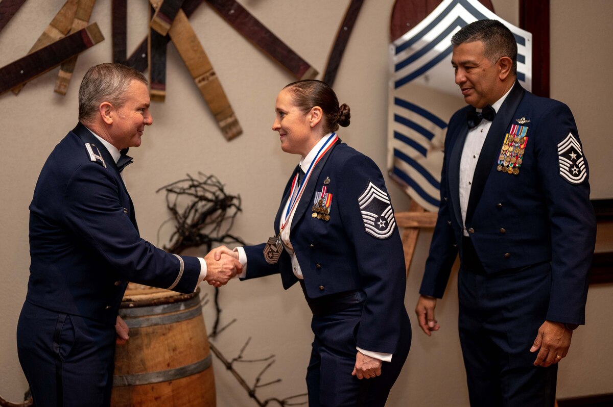 A pair of Chief Master Sgt.'s were amongst the recently welcomed chiefs during the Chief's Recognition Ceremony, here at Travis Air Force Base, Calif., March 4, 2023