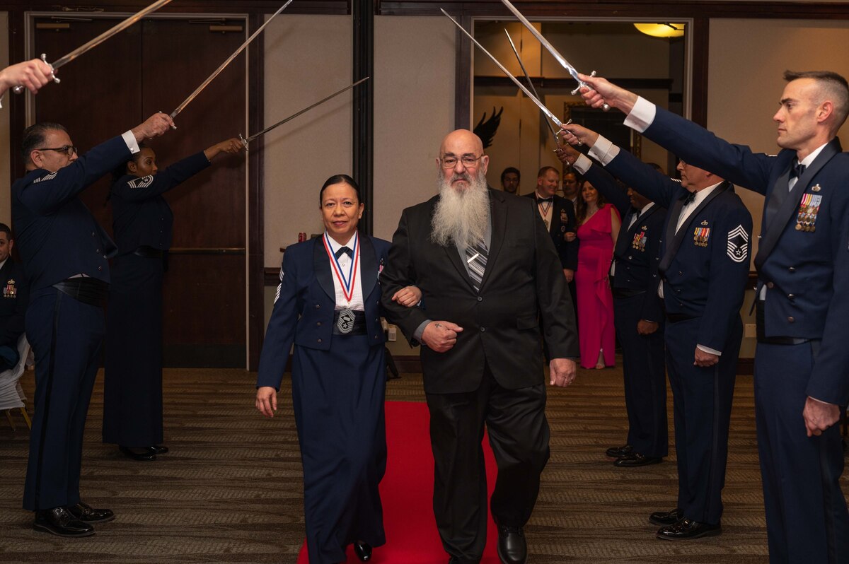 Chief Master Sgt. Jennifer Mogayzel, was amongst the recently welcomed chiefs during the Chief's Recognition Ceremony, here at Travis Air Force Base, Calif., March 4, 2023