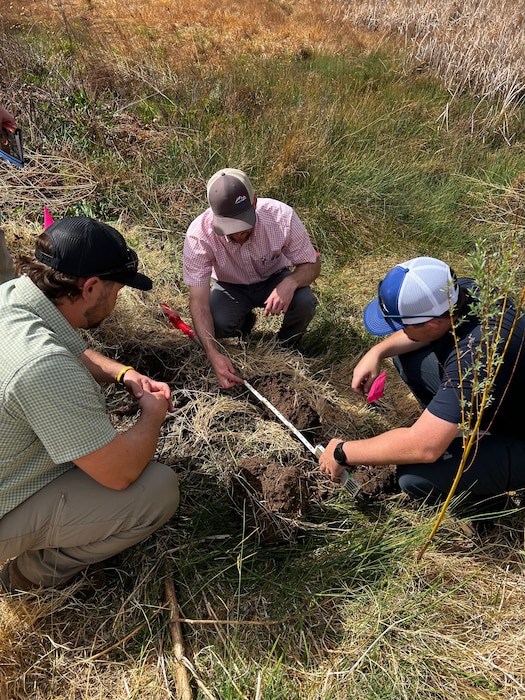 BERNALILLO COUNTY, N.M. – Albuquerque District Regulatory staff characterize soil as part of a wetland delineation training, June 2022. Submitting and completing a wetland delineation is a requirement to obtain a permit under Section 404 of the Clean Water Act. Photo by Kara Hellige.