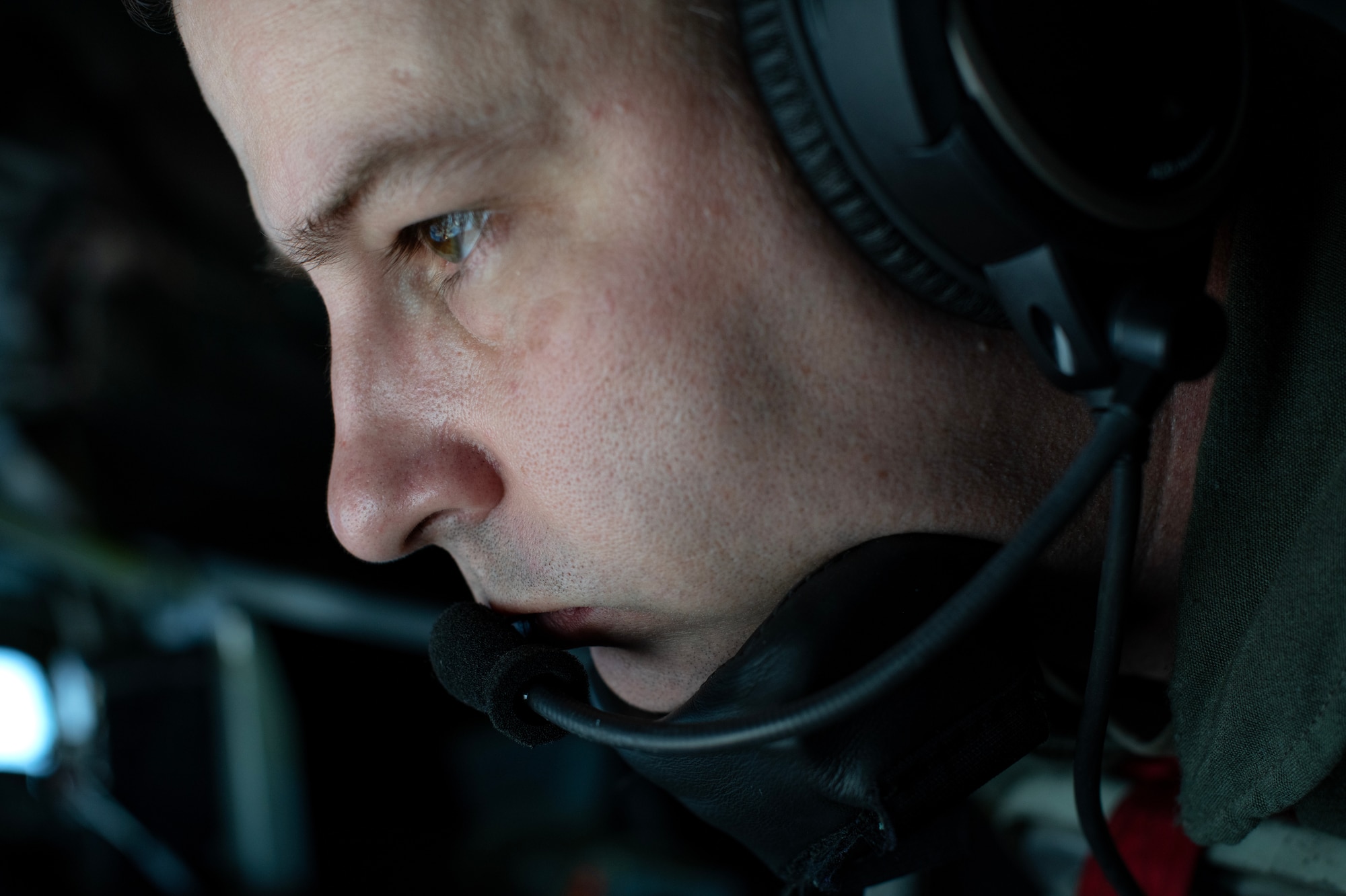 Master Sgt. Michael Weidman, 909th Air Refueling Squadron boom operator, delivers fuel to an F-22A Raptor during a return flight from Clark Air Base, Philippines, March 14, 2023 in support of a bilateral training mission with the Philippine Air Force. Bilateral training and cooperation with our Philippine Air Force counterparts enhances the mutual readiness required to defend security, prosperity, and peace throughout the Indo-Pacific region. (U.S. Air Force photo by Senior Airman Jessi Roth)