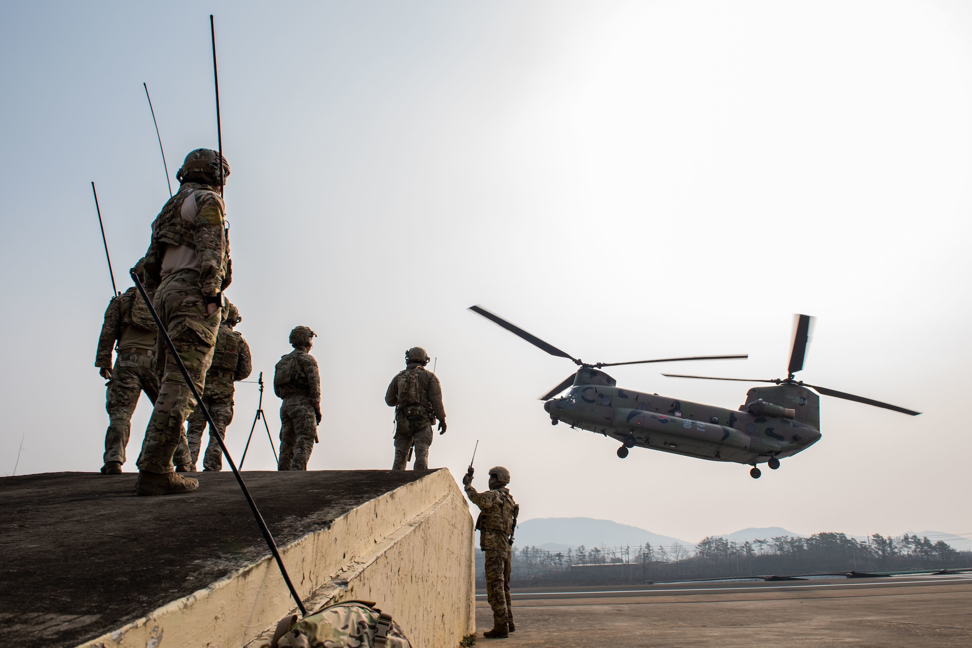 Photo of Airmen, Aircraft, operating on an alternate landing strip