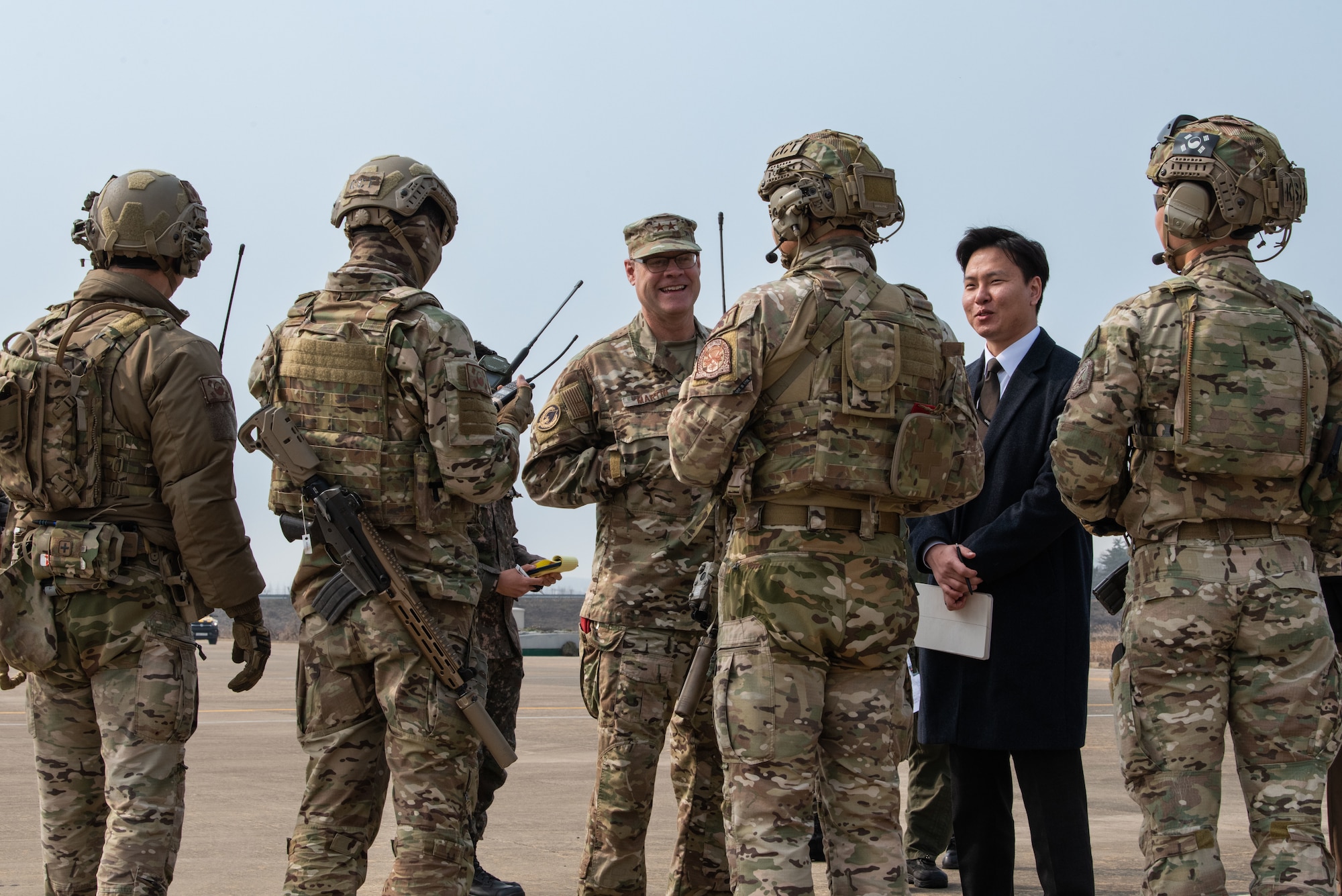 Photo of Airmen, Aircraft, operating on an alternate landing strip