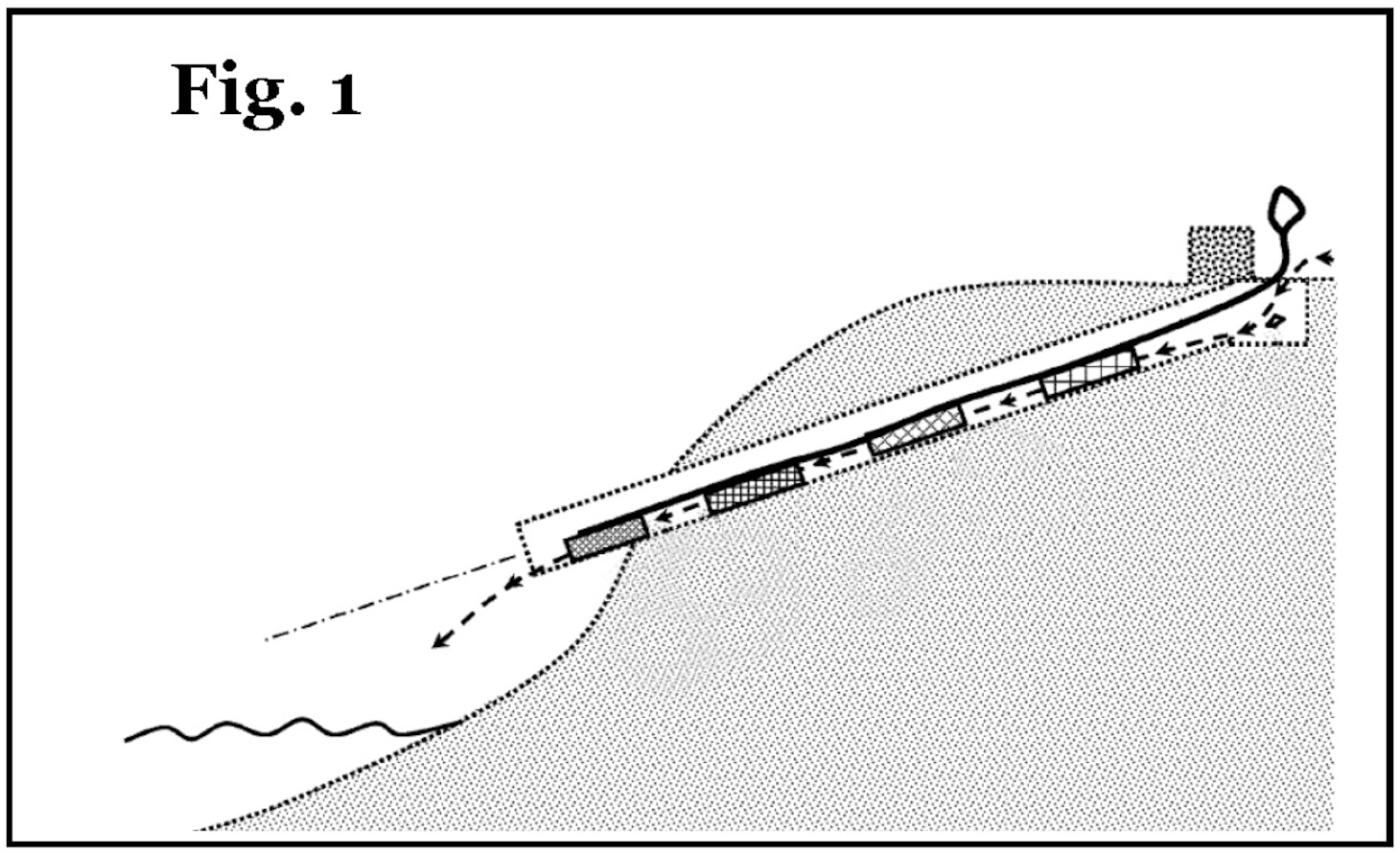 Figure 1. Water must pass alongside the filter as it makes its entire journey through a long drain pipe and out into the watershed.