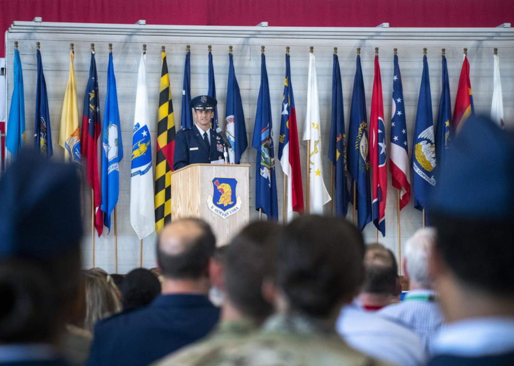 Commander speaks during ceremony
