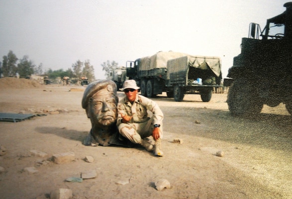 Senior Chief Hospital Corpsman (Fleet Marine Force) Cameron Wink (then as a hospital corpsman first class) was assigned to the Marines 1st Light Armored Reconnaissance Battalion on the opening days of Operation Iraqi Freedom, which took him from the Kuwaiti/Iraq border on the initial push north up to Saddam Hussein's home town of Tikrit. During that time he dealt with battlefield wounds and injuries, along with rendering first aid to civilians (Courtesy photo)