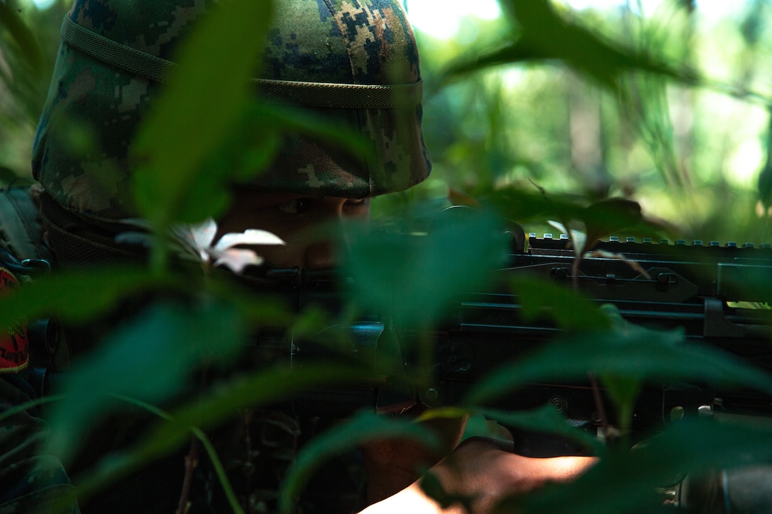 A Royal Thai Marine with 2nd Battalion, 1st Infantry Regiment conducts an attack drill during Exercise Cobra Gold at Chanthaburi Province, Kingdom of Thailand, March 1, 2023. Cobra Gold focuses on the exchange of concepts between participating nations to increase interoperability in the event of crises. Cobra Gold, now in its 42nd year, is a Thai-U.S. co-sponsored training event that builds on the longstanding friendship between the two allied nations and brings together a robust multinational force to promote regional peace and security in support of a free and open Indo-Pacific. 1/7 is forward deployed in the Indo-Pacific under 4th Marines, 3d Marine Division as part of the Unit Deployment Program.