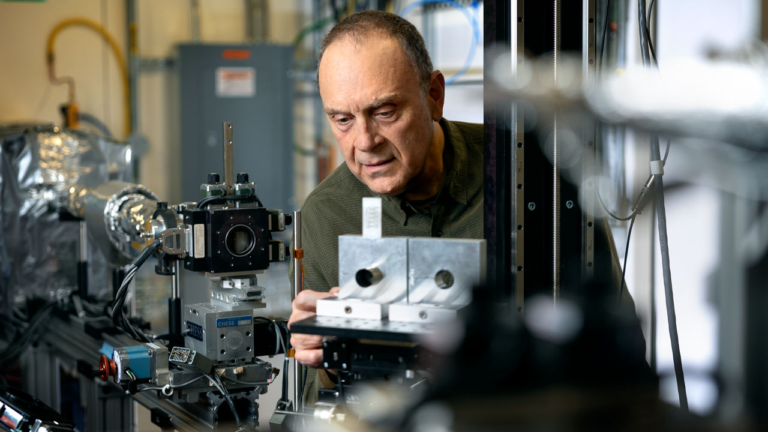 Matt Miller, principal investigator for the Materials Solutions Network at Cornell High Energy Synchrotron Source, which provides dedicated access to two X-ray beamlines for the Department of the Air Force and other Department of Defense researchers. The Air Force Research Laboratory’s, or AFRL, Regional Hub Network began its second year of the five- year experiment working with Cornell University. The pilot initiative, launched in February 2022, serves as a system comprised of partners across the Mid-Atlantic and Midwest with Cornell and Purdue universities as peer leaders. (Photo illustration / Jason Koski, Cornell University)