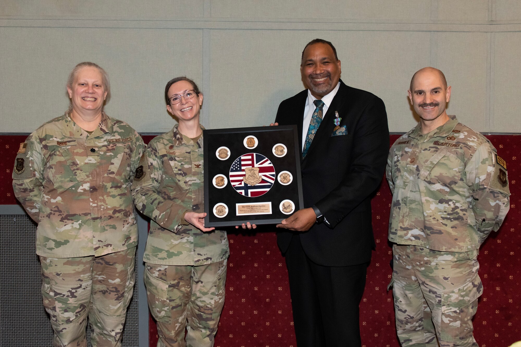 David Andino-Aquino, 421st Air Base Squadron director, relinquished responsibility as squadron director during a 421st ABS Relinquishment of Responsibility ceremony at RAF Alconbury, England, March 17, 2023. (U.S. Air Force photo by Staff Sgt. Jennifer Zima)