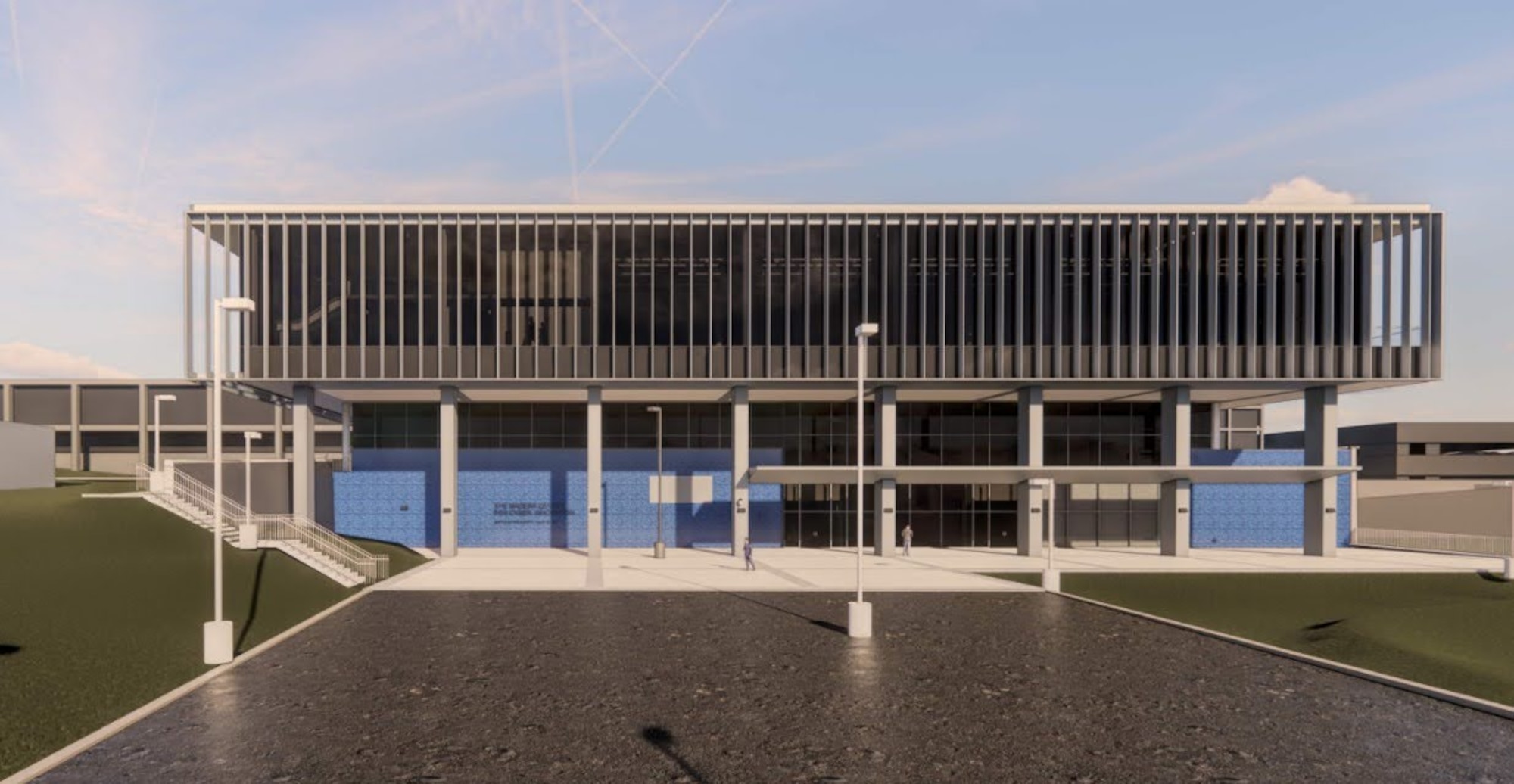 A graphic render of the Air Force Academy's Madera Cyber Innovation Center architecture.