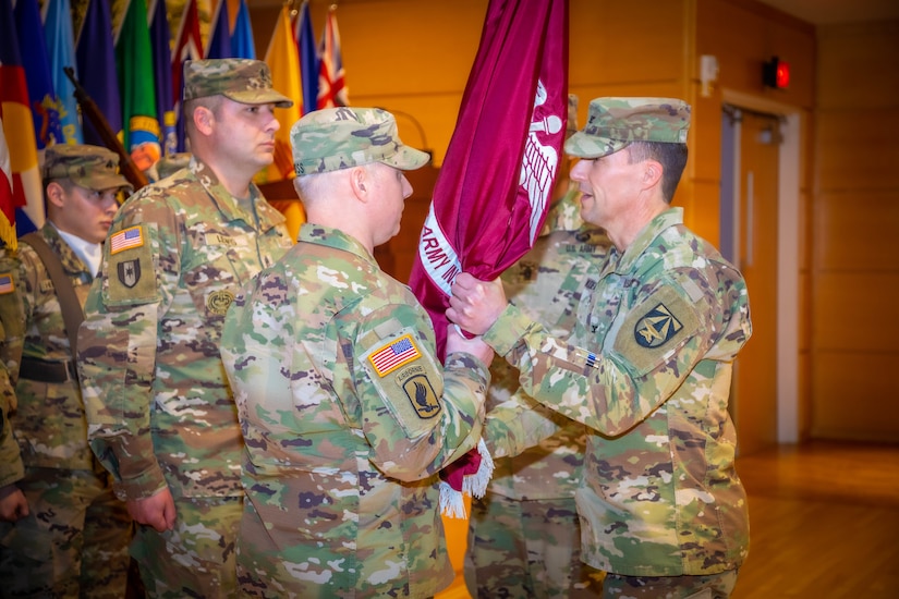 Soldiers take part in change of responsibility ceremony