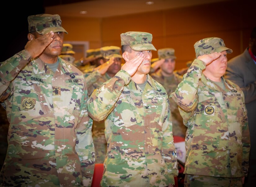 Soldiers take part in change of responsibility ceremony