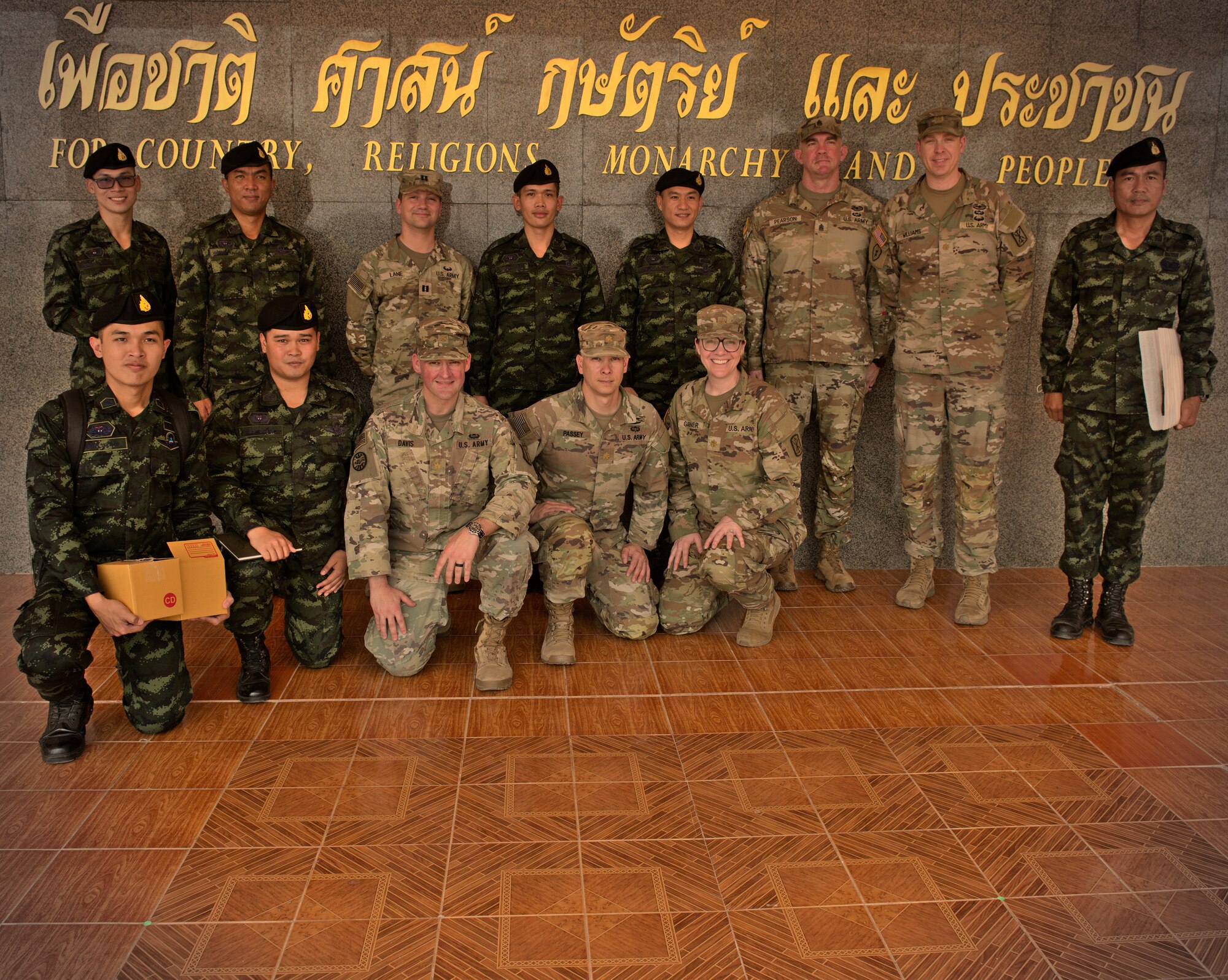 Soldiers from the U.S. Army’s 17th Field Artillery Brigade and Royal Thai Army’s 711th Field Artillery Battalion take a group photo after their capabilities and training discussion during Exercise Cobra Gold in Lop Buri, Kingdom of Thailand, March 7, 2023.