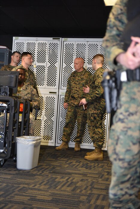 MPIC Marines demonstrate training materials to CMC