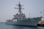 USS Bulkeley (DDG 84) is moored in Sal Island, Cabo Verde, during a scheduled port visit in support of the African Maritime Forces Summit (AMFS), Mar. 19, 2023. Hosted by U.S. Naval Forces Europe and Africa (NAVEUR-NAVAF), the African Maritime Forces Summit (AMFS) is a strategic-level forum that brings African maritime and naval infantry leaders together with their international partners to address transnational maritime security challenges within African waters including the Atlantic Ocean, Indian Ocean, and Mediterranean Sea.