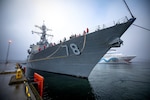 The Arleigh Burke-class guided-missile destroyer USS Porter (DDG 78) arrives in Tallinn, Estonia, March 20, 2023 for a scheduled port visit. Porter is on a scheduled deployment in the U.S. Naval Forces Europe area of operations, employed by the U.S. Sixth Fleet to defend U.S., allied and partner interests.
