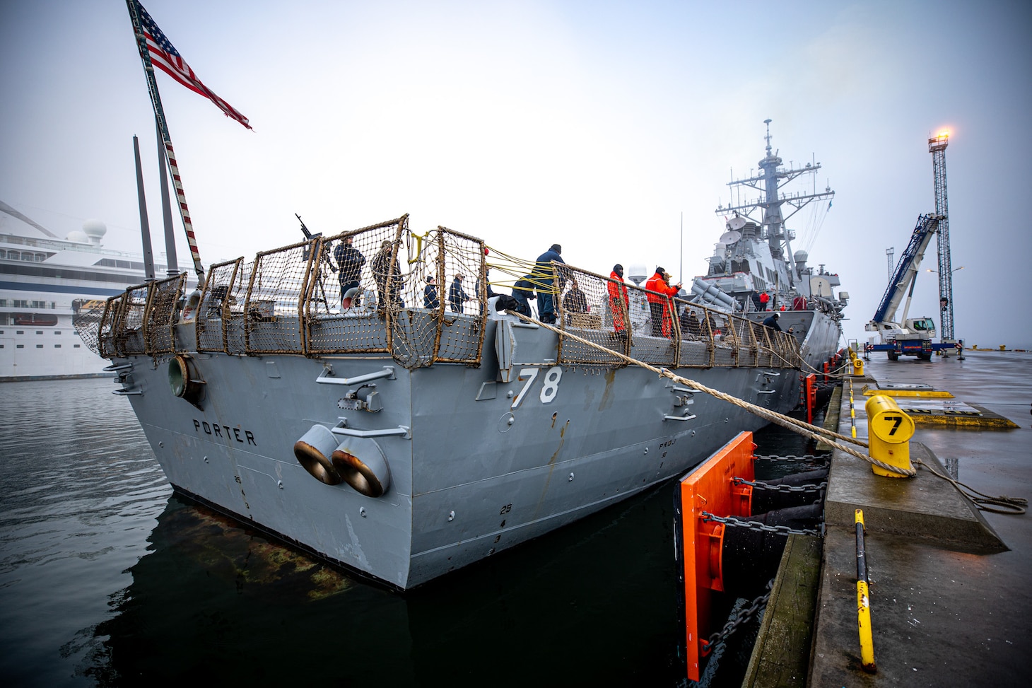 The Arleigh Burke-class guided-missile destroyer USS Porter (DDG 78) arrives in Tallinn, Estonia, March 20, 2023 for a scheduled port visit. Porter is on a scheduled deployment in the U.S. Naval Forces Europe area of operations, employed by the U.S. Sixth Fleet to defend U.S., allied and partner interests.