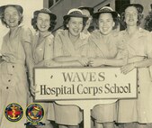New graduates of WAVES Hospital Corps School, NNMC Bethesda, MD, ca. 1945. For every two weeks, between February 7, 1944 and January 8, 1946, the school received up to 240 prospective CorpsWAVES. BUMED Archives.