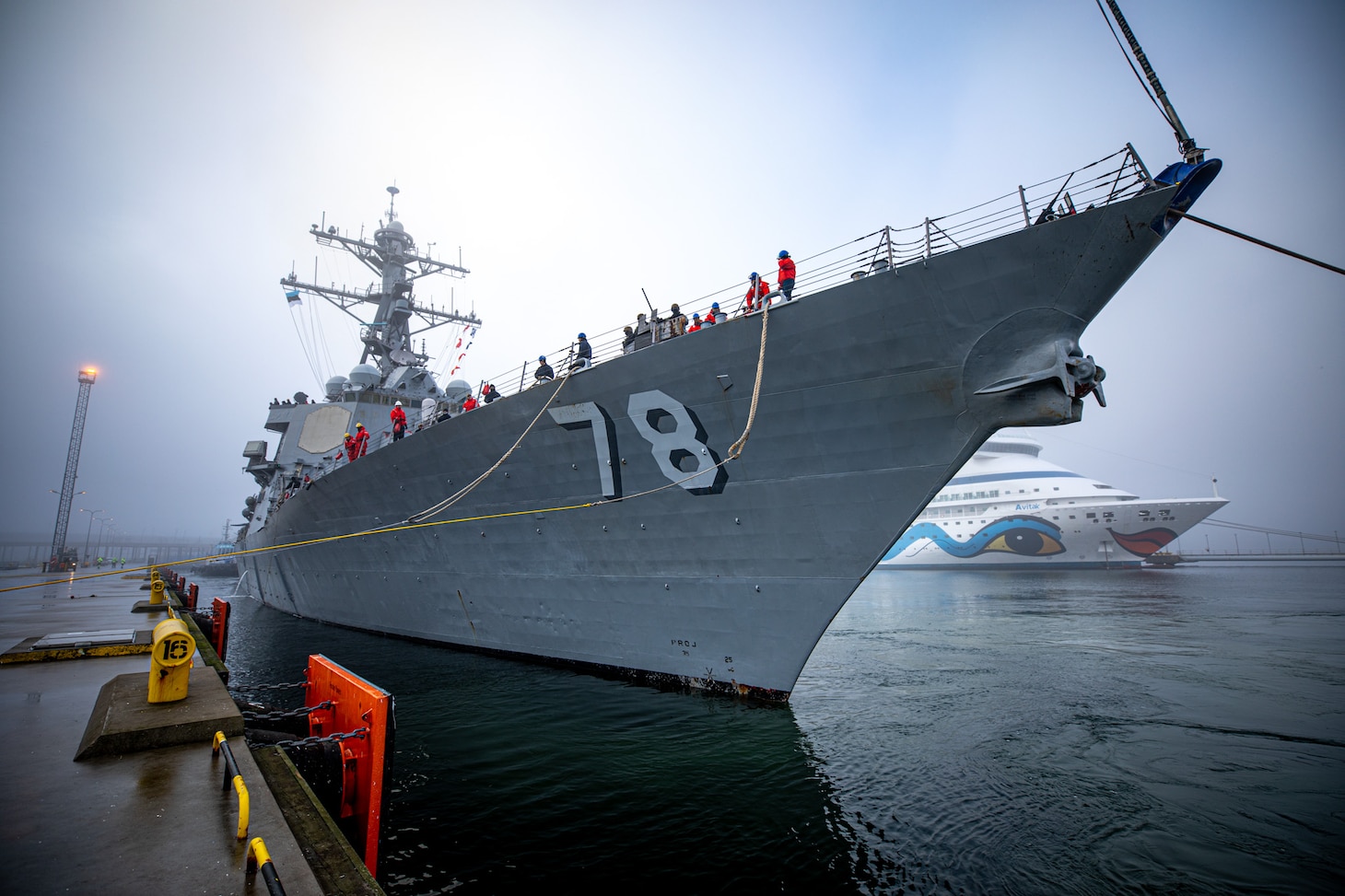 The Arleigh Burke-class guided-missile destroyer USS Porter (DDG 78) arrives in Tallinn, Estonia, March 20, 2023 for a scheduled port visit. Porter is on a scheduled deployment in the U.S. Naval Forces Europe area of operations, employed by the U.S. Sixth Fleet to defend U.S., allied and partner interests.