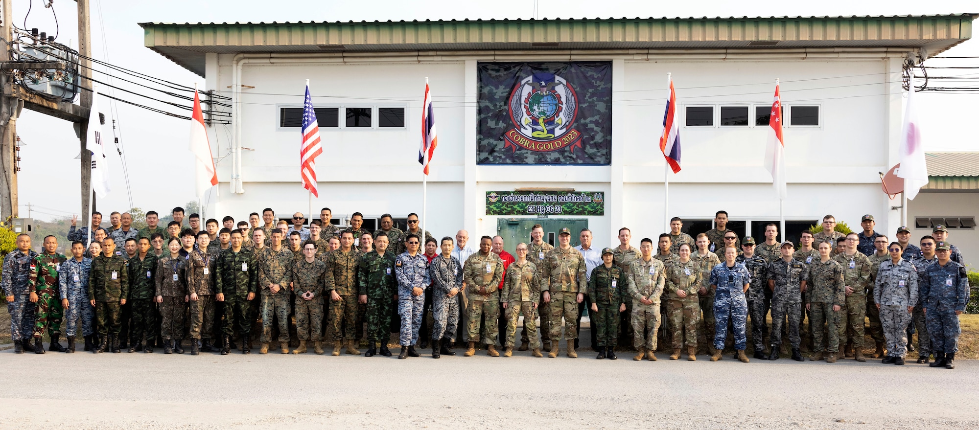 Group photo from Cyber Exercise during Exercise Cobra Gold, March 1, 2023, at Camp Red Horse, U-Tapao, Kingdom of Thailand. Cobra Gold is a Thai-U.S. cosponsored training event that builds on the longstanding friendship between the two allied nations and brings together a multinational force to promote regional peace and security in support of a free and open Indo-Pacific.