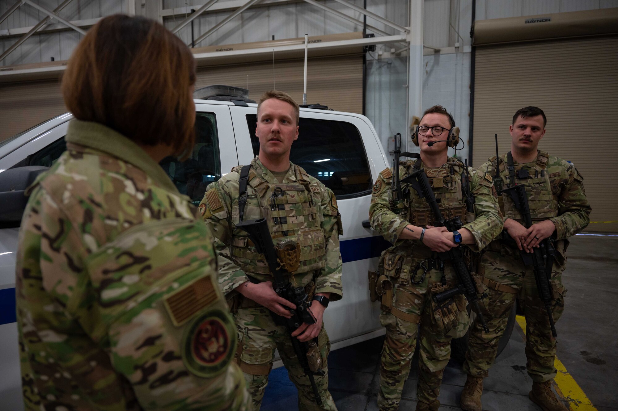 Chief Master Sgt. of the Air Force JoAnne Bass interacts with Airmen.