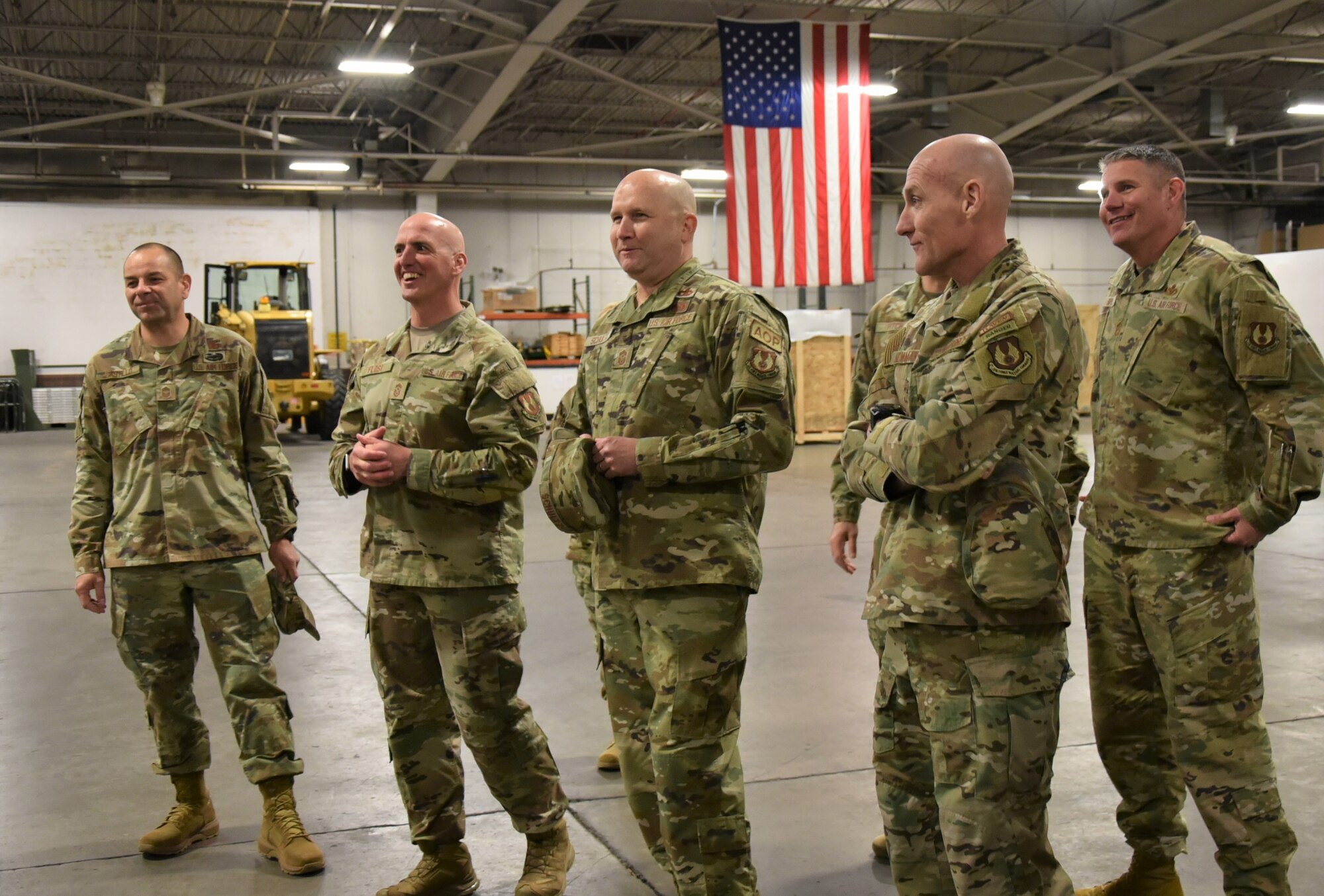 The command chief master sergeants from four of the six centers within AFMC met with Flosi at Tinker Air Force Base, Oklahoma, Feb. 23 to collaborate and learn more about AFSC and how its mission connects with their own.