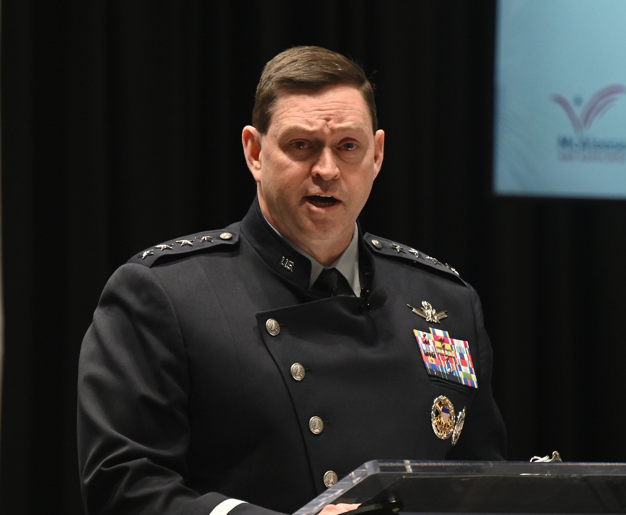 Chief of Space Operations Gen. Chance Saltzman speaks during the McAleese Defense Program Conference at the Ronald Reagan Building and International Trade Center, Washington, D.C. March 15, 2023. (U.S. Air Force photo by Andy Morataya)