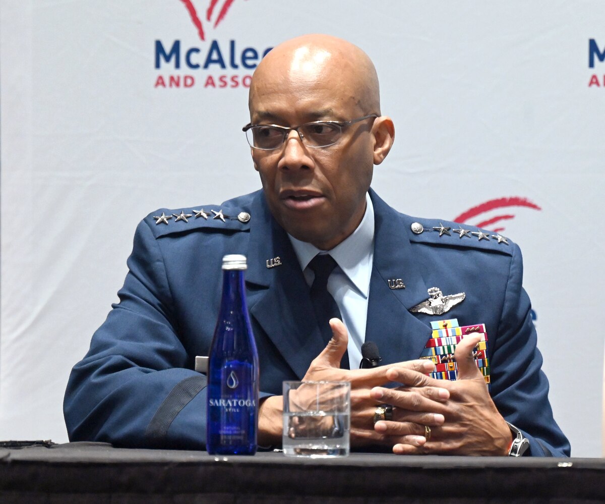 Air Force Chief of Staff Gen. CQ Brown, Jr. speaks during the McAleese Defense Program Conference at the Ronald Reagan Building and International Trade Center, Washington, D.C., March 15, 2023. (U.S. Air Force photo by Andy Morataya)