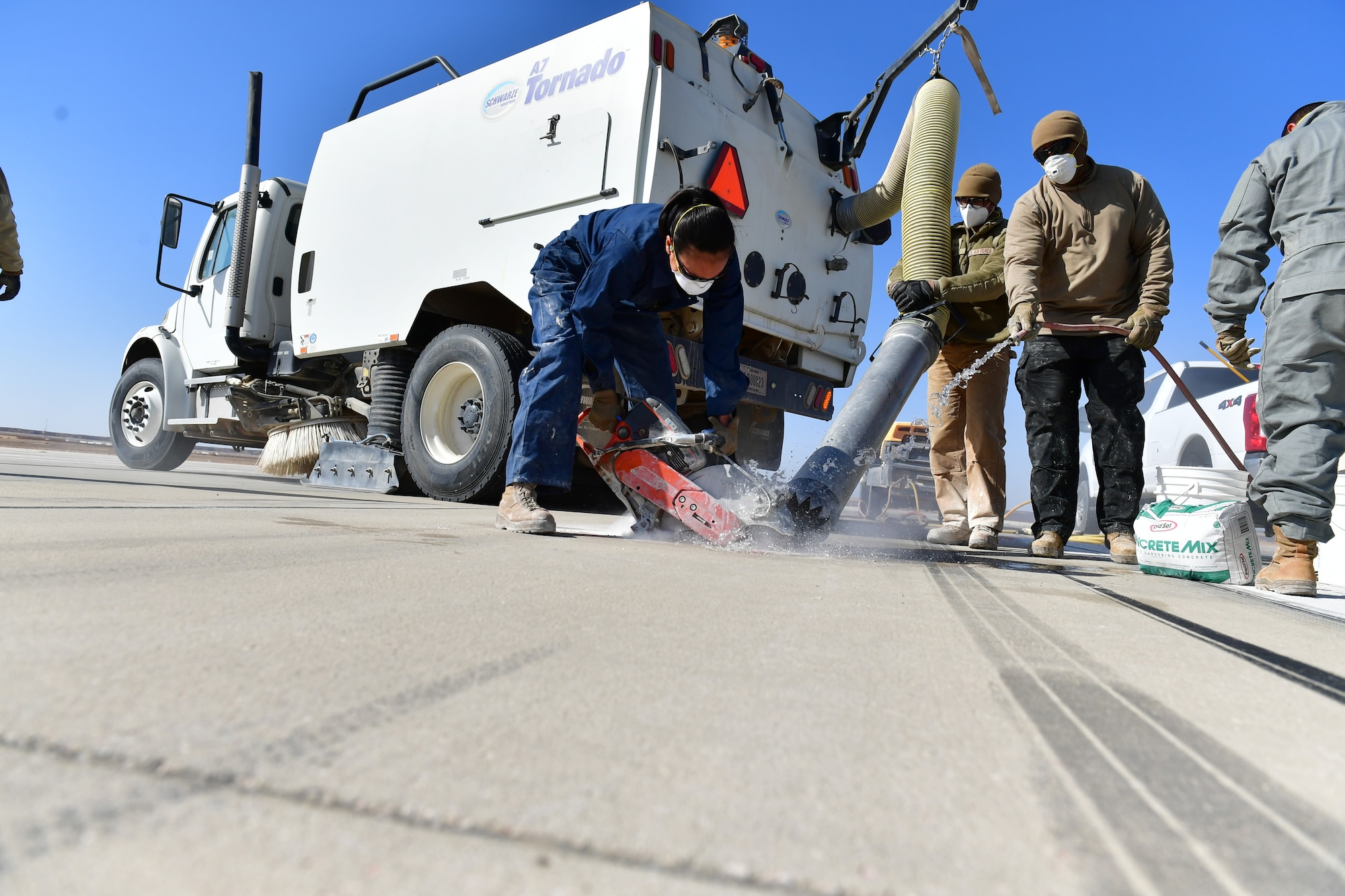 When a 130,000 pound aircraft touches down, it makes an impact. And no matter how good your surface is, over time, everything wears down. So when the 332d Air Expeditionary Wing starts to see cracks in the flight line, they call the 332d Expeditionary Civil Engineer heavy repair flight.