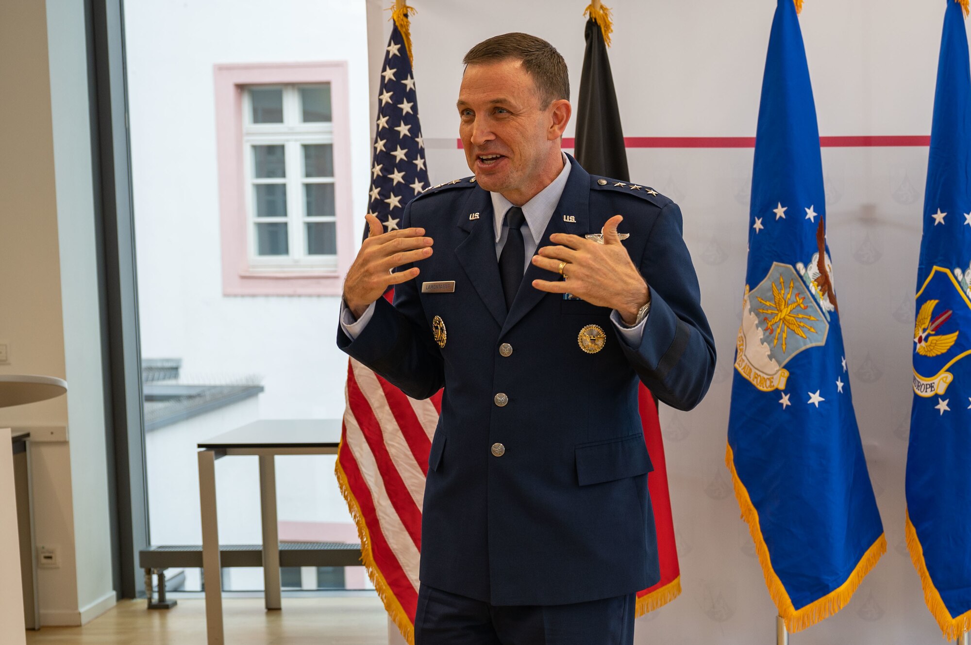 The German Ministry of the Interior and for Sports of the State of Rheinland-Pfalz received the USAFE-AFAFRICA Medal of Distinction for outstanding support of the U.S. Air Force in Germany.