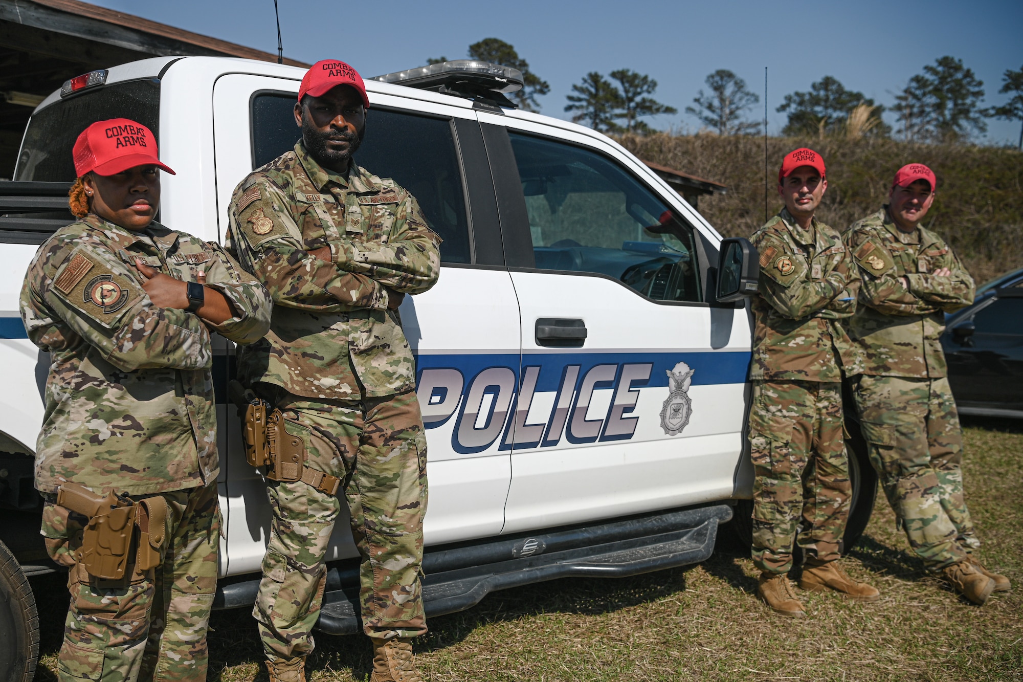 U.S. Air Force Airmen assigned to the 169th Security Forces Squadron as combat arms instructors equip Airmen with the necessary skills to qualify them to use firearms at McEntire Joint National Guard Base, South Carolina Air National Guard, March 7, 2023. (U.S. Air National Guard photo by Airman 1st Class Danielle Dawson)