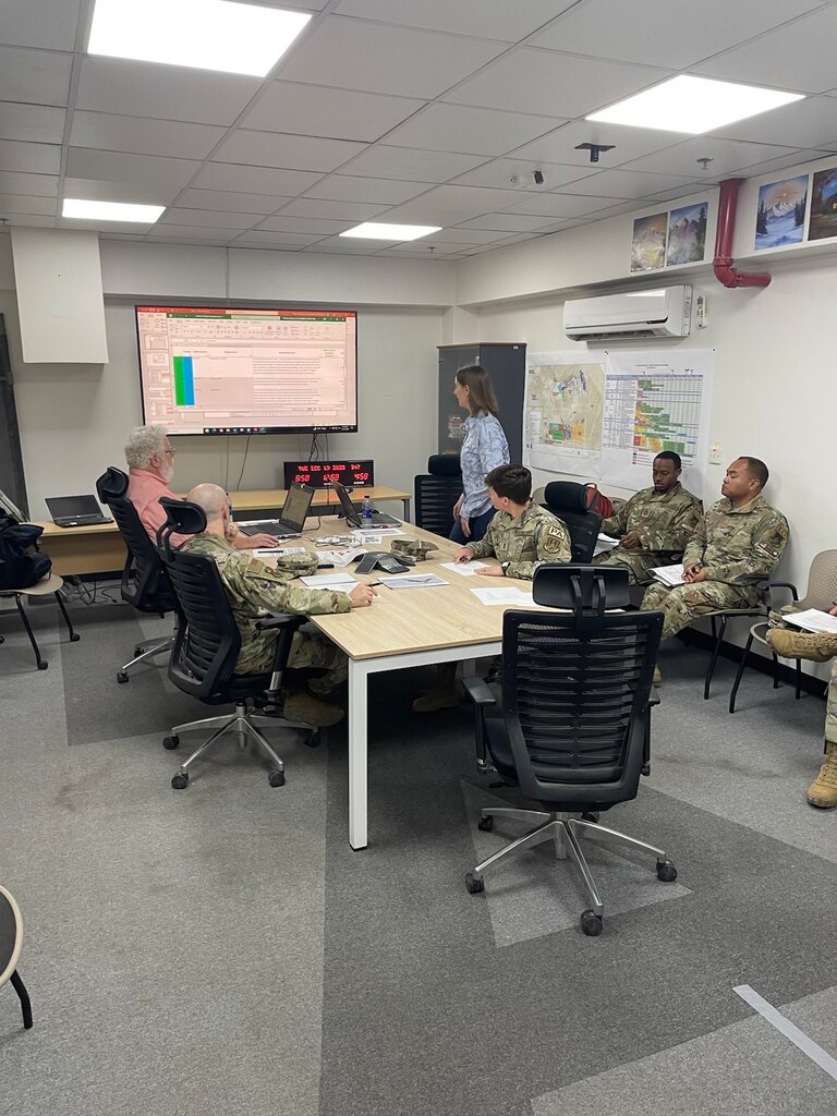 Members of the U.S. Army Corps of Engineers Transatlantic Middle East District (TAM) along with representatives from AFCENT, AFCEC, and an architecture engineering firm
team meet during a planning charette and conduct a Design Based Threat Assessment (DBTA) to assess and mitigate potential threats to U.S. military facilities.