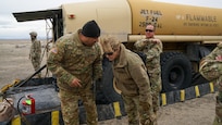 Brigadier General Charlene Dalto, land component commander, and Command Team observe a live-fire aerial gunnery training exercise with 1st Attack Battalion, 211th Aviation Regiment, at the Utah Test and Training Range by Barro, Utah, Mar. 14, 2023. This training event was in preparation for the Joint Readiness Training Center (JRTC), in Fort Polk, Louisiana. (U.S. Army National Guard Photo by Staff Sgt. Cambrin Bassett)