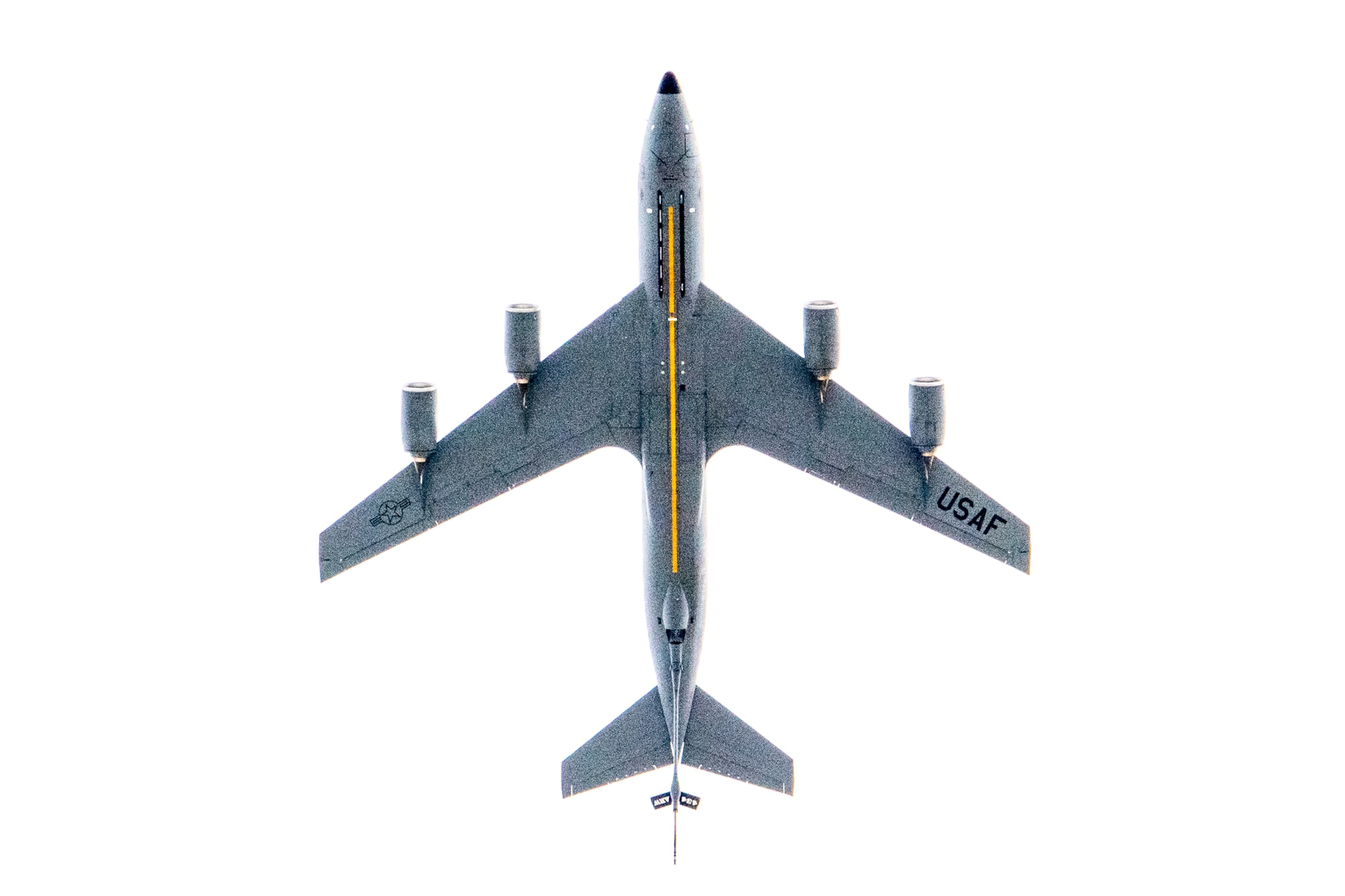 Col. Thom Pemberton, 434th Air Refueling Wing commander flies over well-wishers that gathered to celebrate his final flight in a KC-135R Stratotanker March 21, 2023. Pemberton is slated to retire in May following 38 years of military service. (Photo by Tech. Sgt. Jami Lancette)