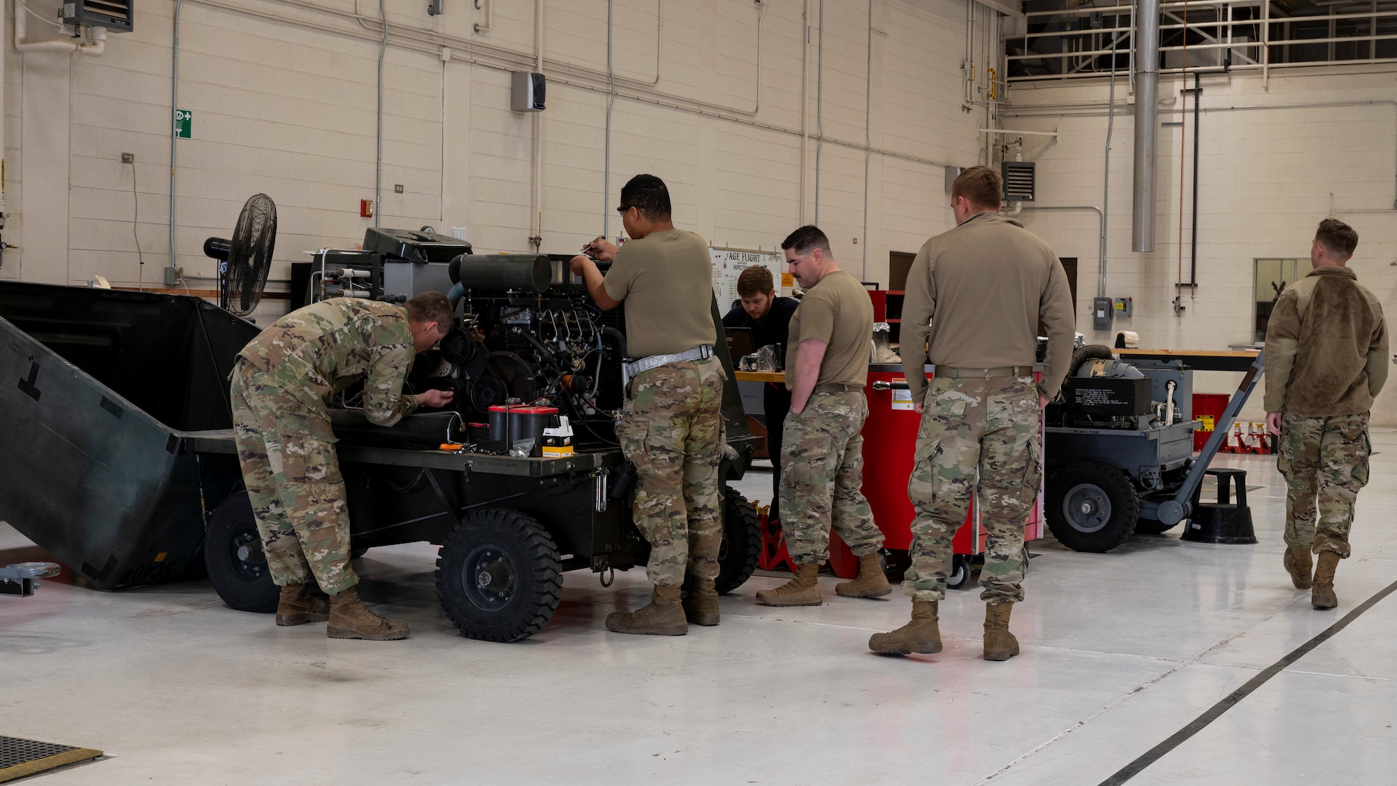 Airmen from the 49th Equipment Maintenance Squadron aerospace ground equipment flight perform maintenance on a self-generating nitrogen servicing cart at Holloman Air Force Base, New Mexico, March 21, 2023.