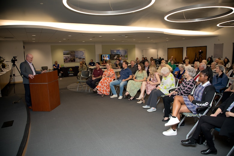 A conference room in the Environmental Laboratory at the U.S. Army Engineer Research and Development Center was recently dedicated in memory of a longtime employee, the late Dr. Robert “Bob” Engler. Dr. Todd Bridges, retired ERDC senior scientist, addressed the attendees of the dedication ceremony.