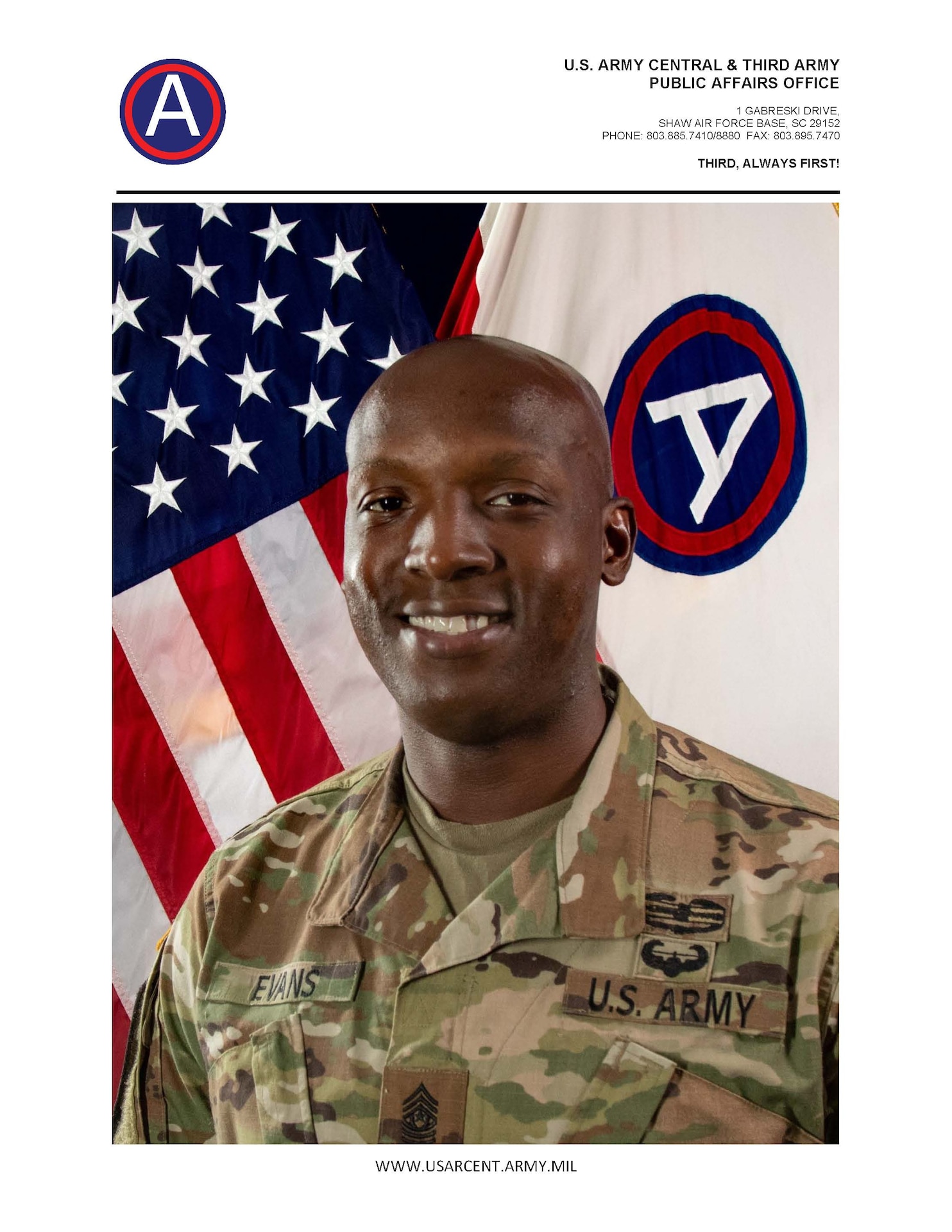 SHAW AIR FORCE BASE, S.C. – A U.S. Army Central Soldier died during an off-post incident Tuesday, Mar. 21.