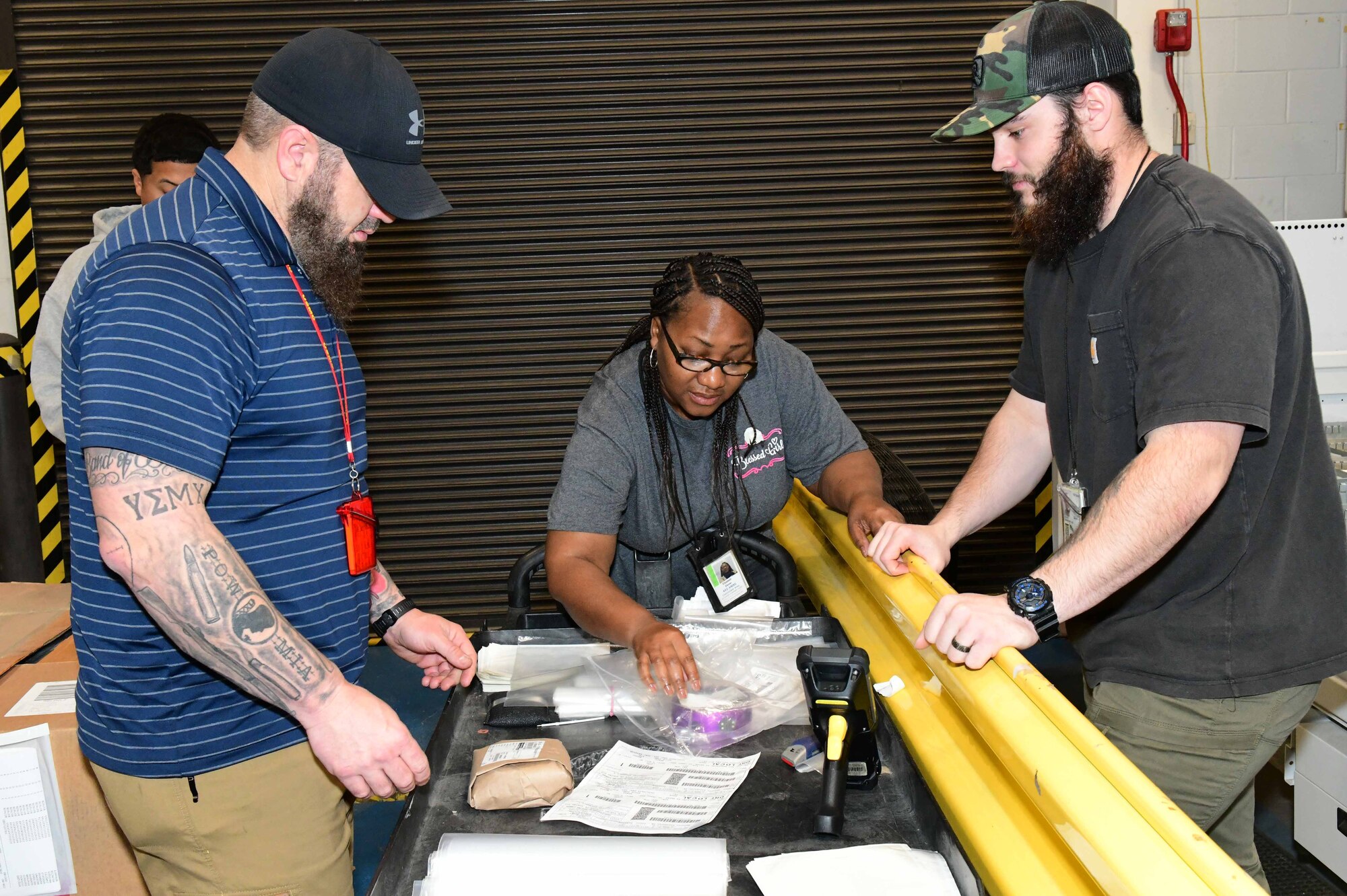 workers looking at material