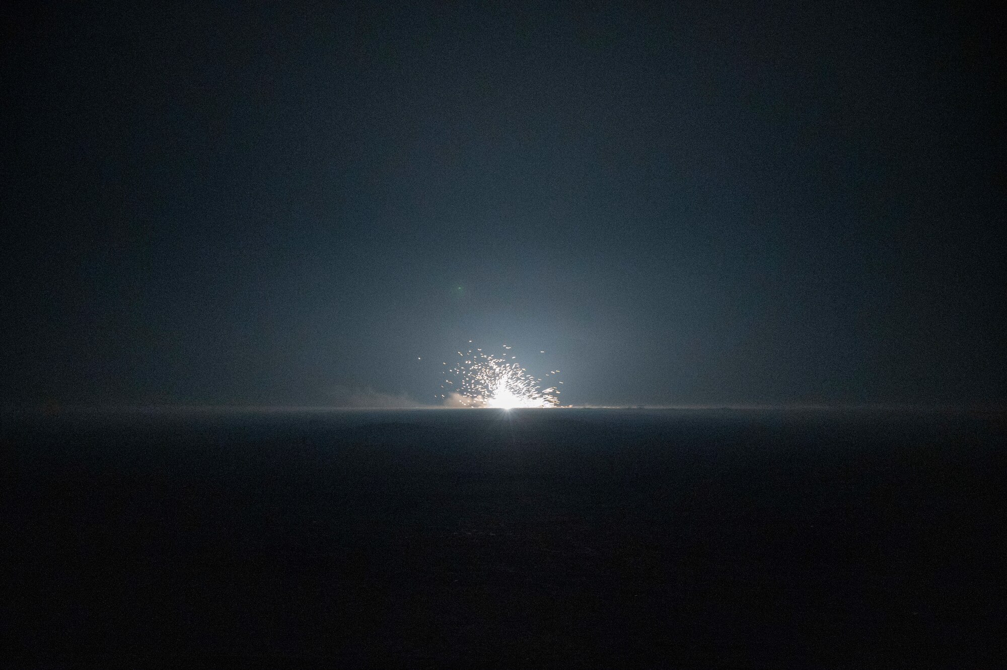 Rounds from an AC-130 called in by a tactical air control party hit a target at Udairi Range, Kuwait, March 14, 2023.