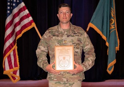 Maj. Ian Swisher, executive officer of the 103rd Brigade Engineer Battalion, 56th Stryker Brigade Combat, placed second overall at the 2023 U.S. Army Small Arms Championships March 12-18 at Fort Benning, Georgia.