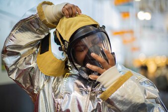 USS Gerald R. Ford (CVN 78) conducts a damage control exercise.