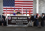 The Virginia National Guard’s Fort Pickett is officially redesignated Fort Barfoot in honor of Col. Van T. Barfoot, a World War II Medal of Honor recipient with extensive Virginia ties, during a ceremony March 24, 2023, at the Blackstone Army Airfield near Blackstone, Virginia. Barfoot’s daughter Margaret Nicholls, U.S. Sen. Tim Kaine, Lt. Gen. Jon Jensen, Director of the Army National Guard, and Maj. Gen. Timothy P. Williams, the Adjutant General of Virginia, gave remarks and unveiled the Fort Barfoot sign which will mark the front entrance of the installation. The ceremony featured static displays from the installation’s tenets and ceremonial music provided by the Troutville-based 29th Infantry Division Band. To commemorate Barfoot’s Native American heritage, representatives from Choctaw Nation as well as Virginia-based Native American tribes were in attendance and performed ceremonial songs and dance for the gathered audience. Volunteers with the Virginia Defense Force and Civil Air Patrol also provided support for the ceremony. Read more about the redesignation and about Barfoot himself at https://ngpa.us/24596.