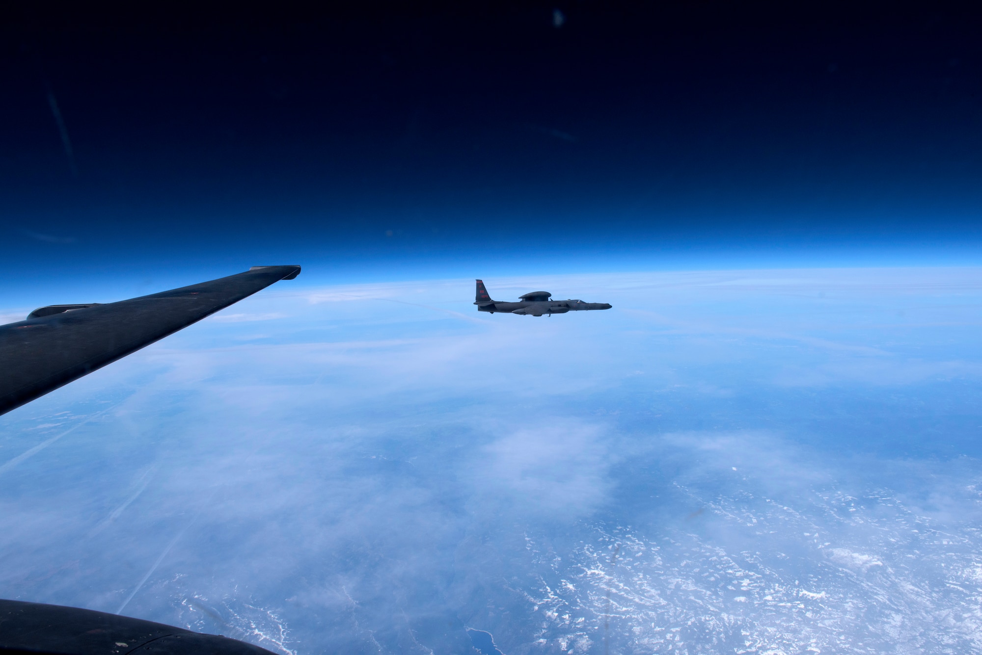 A U-2 Dragon Lady flies over California at nearly 70,000 ft., Mar. 23, 2016.