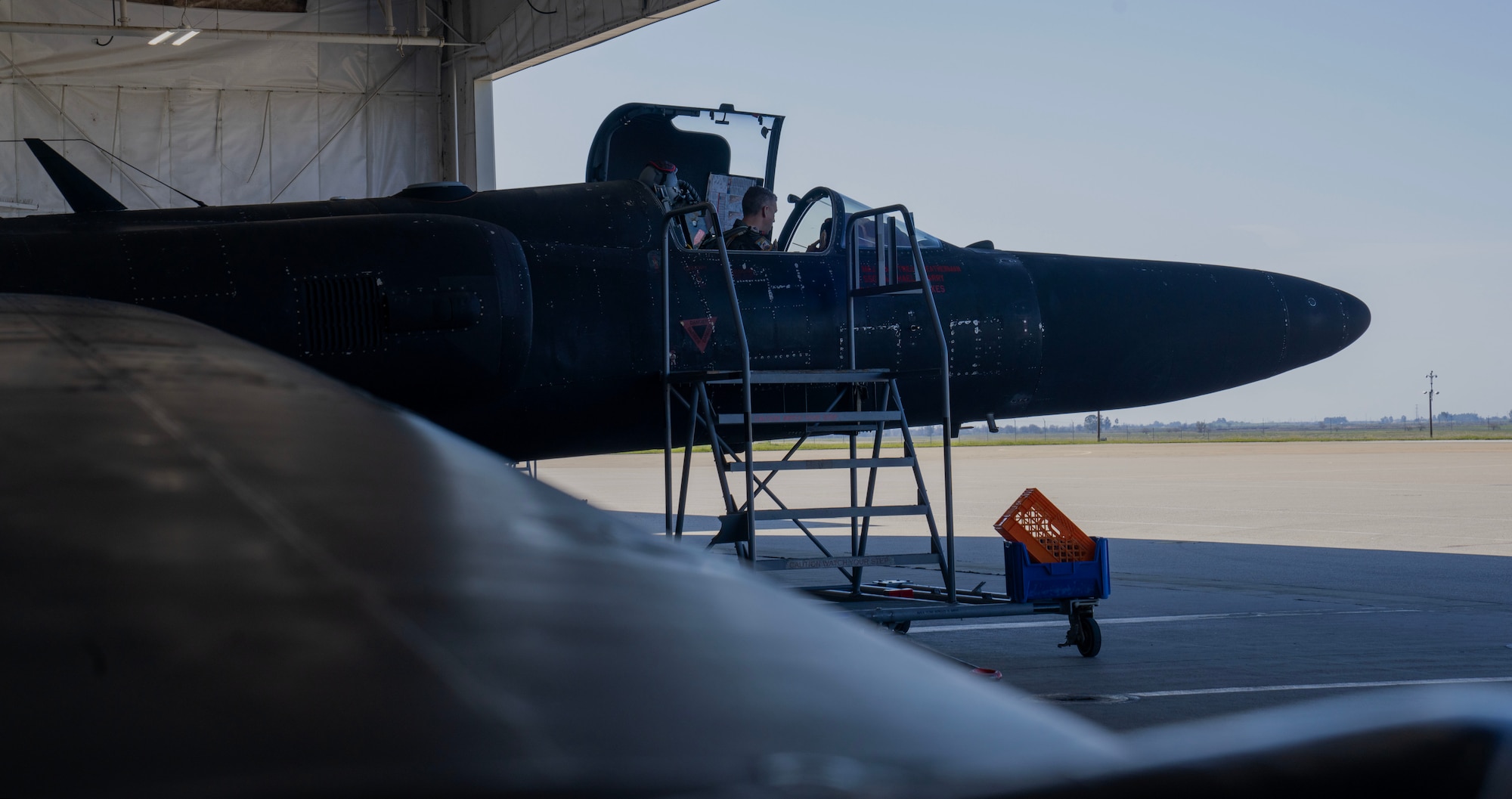 A U-2 Dragon Lady is prepared for takeoff, Mar. 17 , 2023, at Beale Air Force Base, California.